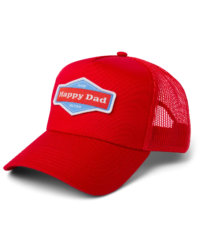 Fitted trucker cap for custom head fit -Happy Dad Trucker Hat (Red)