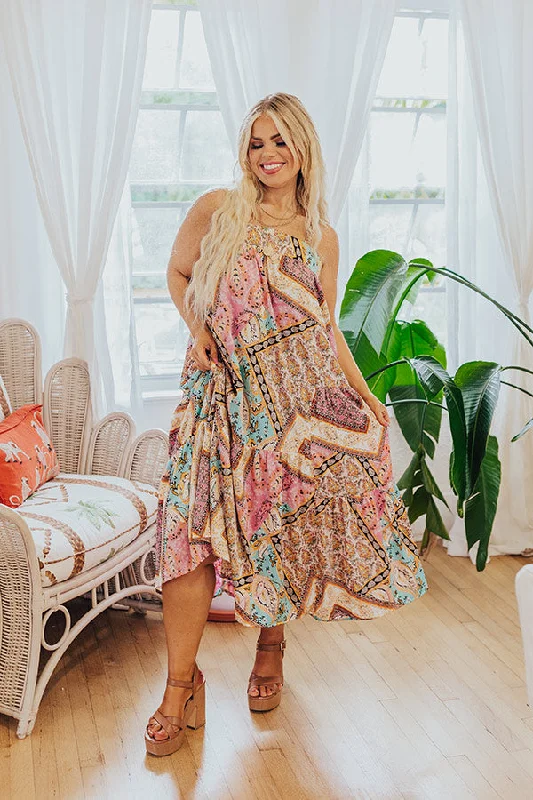 Plus size dresses featuring maxi lengths flow gracefully -Sweetest Gesture Paisley Midi Curves