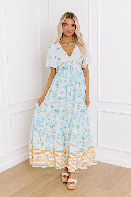 Plus size dresses with midi lengths balance well -Breezy Blossom Embroidered Maxi