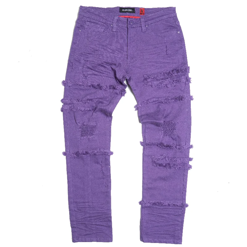 Flare Jeans for Retro Vibe -M1912 Bergamo Fray Jeans - Purple