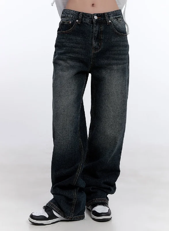 Stretch Jeans for Flexibility -Haley Washed Wide-Leg Jeans CJ511