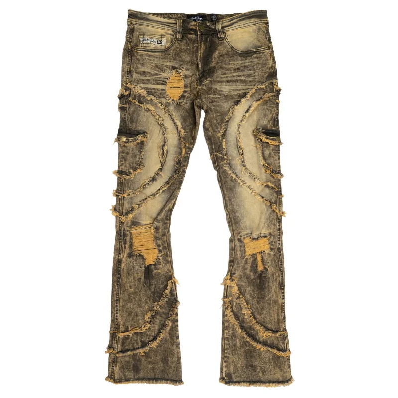 Birthday Jeans for Celebration -F1767 Tascotto Stacked Jeans - Olive