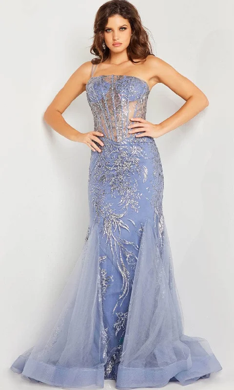 Plus size dresses with high necklines look refined -Jovani 26112 - Illusion Glitter Corset Prom Dress