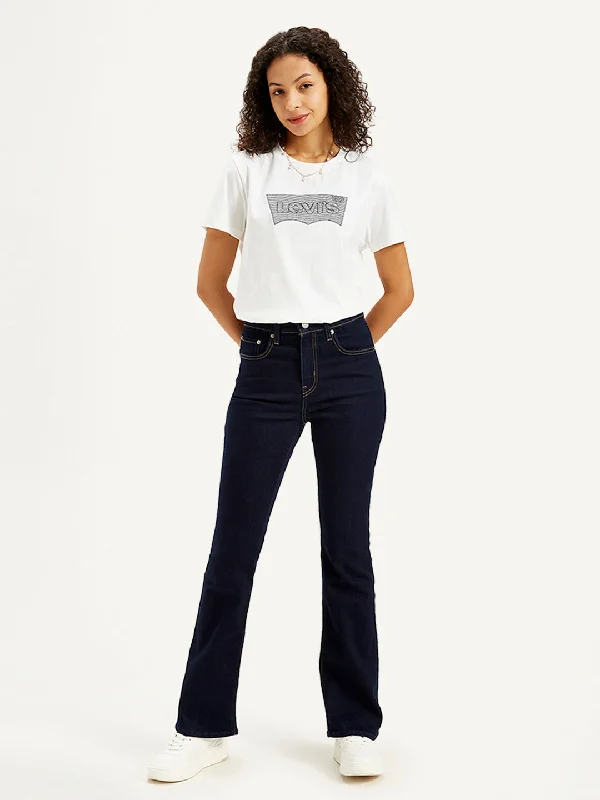 Embroidered Jeans for Detail -Women's High Rise 725 Slim Bootcut Fit Navy Jeans