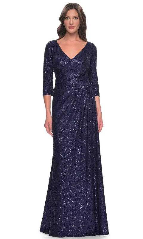 Comfortable plus size dresses for daily wear feel great -La Femme 30879 - Sequin A-Line Formal Dress