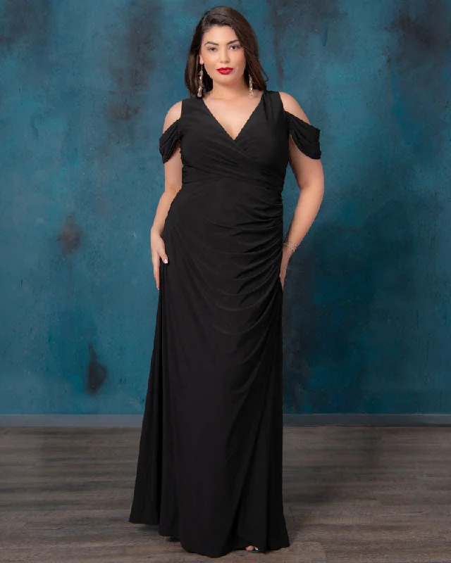 Plus size dresses with wrap fronts fit well -Gala Glam Evening Gown - Final Sale!