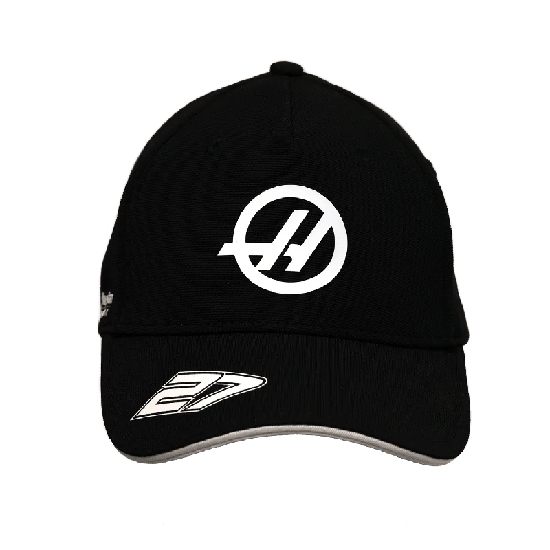 Adjustable dad cap for easy size tweaks -Haas Racing F1 2023 Nico Hulkenberg Team Baseball Hat - Black