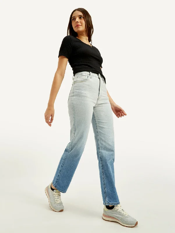 Fashion Jeans for Trendsetter -Women's High Rise Straight Fit Blue Jeans