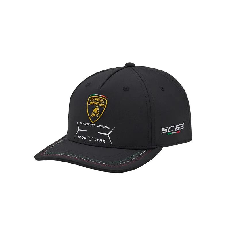 Denim snapback cap for casual cool edge -Automobili Lamborghini SC63 Hypercar Team Hat - Black