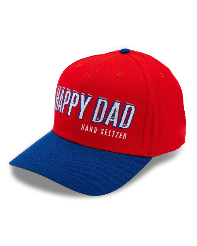 Classic cap with subtle tonal embroidery -Happy Dad Sports Hat (Red)