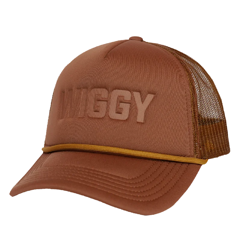 Designer trucker cap with signature brand patch -Brown Wiggy Hat