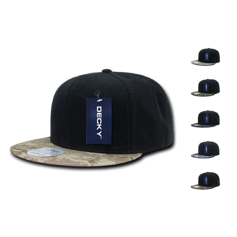 Mesh dad cap for ventilated hot days -Decky 356 Camouflage Skin Flat Bill Hats High Profile 6 Panel Snapback Caps