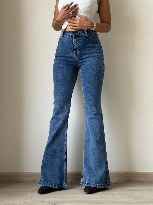 Embroidered Jeans for Detail -Ultra High Rise Flare Bootcut Jeans