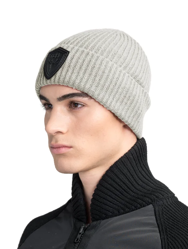 Classic cap with simple logo embroidery -Emer Unisex Tailored Chunky Knit Beanie