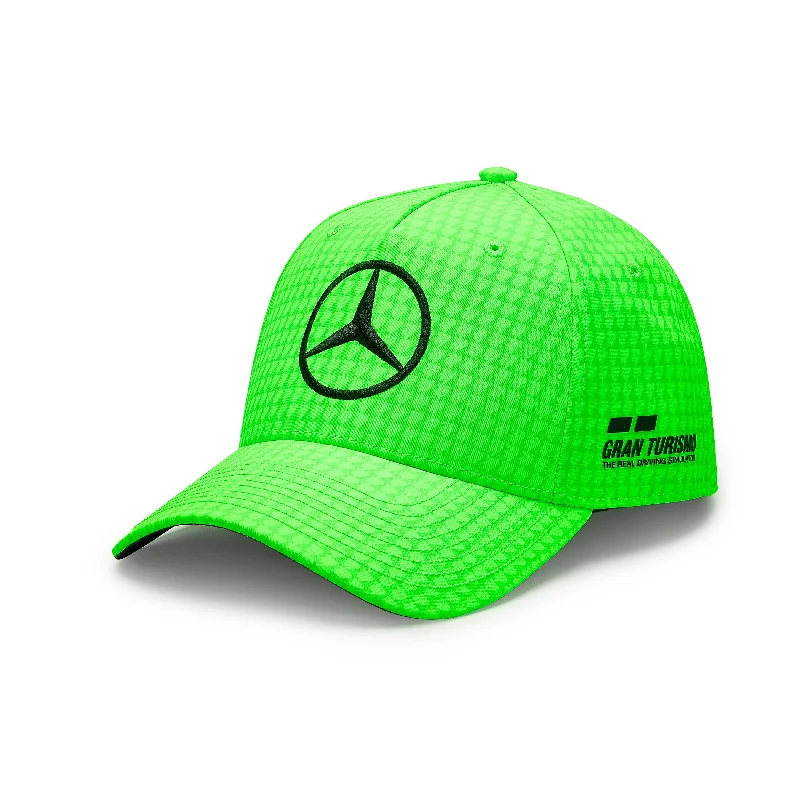 Washed cap with soft vintage feel -Mercedes AMG Petronas F1 2023 Special Edition Kids Lewis Hamilton Silverstone GP Hat- Youth Green