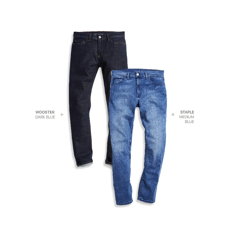 Leather Trim Jeans for Luxury -Skinny Wooster Dark Blue and Staple Medium Blue 2-Pack Jeans