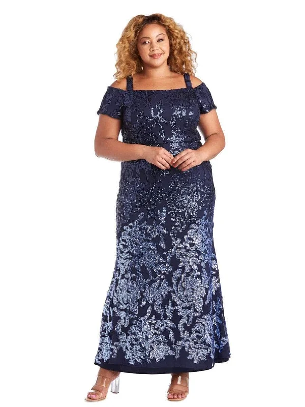 Plus size dresses with supportive fits lift spirits -R&M Richards 7133W - Cold Shoulder Fitted Evening Dress