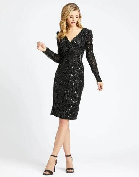 Plus size dresses featuring mesh overlays feel chic -Mac Duggal Evening - 4632D Sequined Surplice Dress