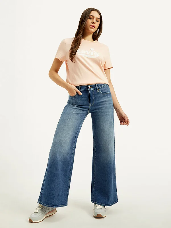 Flare Jeans for Retro Vibe -Women's High Rise Flared Blue Jeans