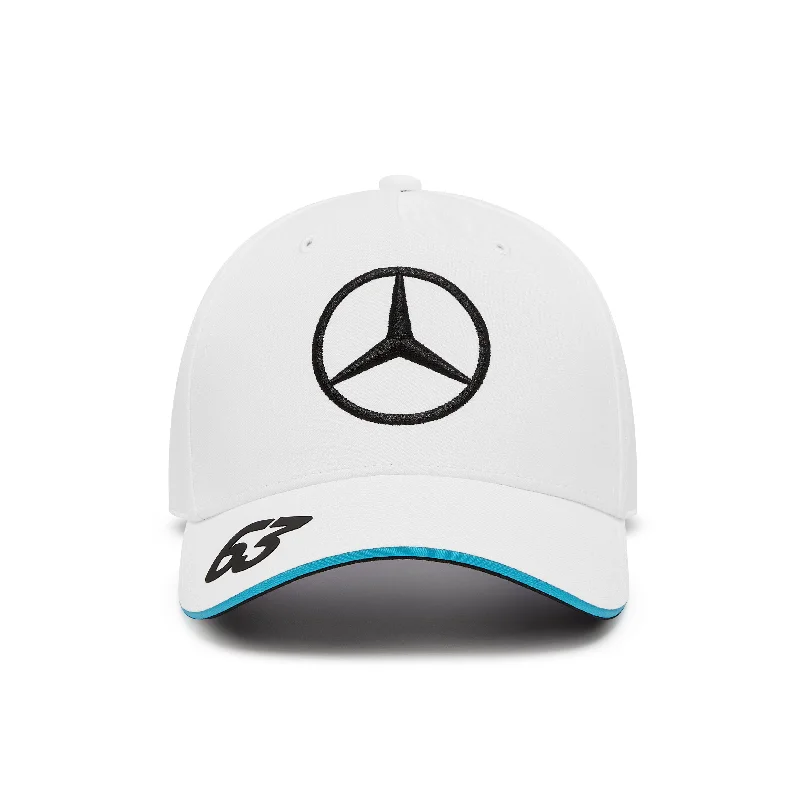 Cotton mesh cap for airy outdoor comfort -Mercedes AMG Petronas F1 2024 George Russell Team Driver Hat -Black/White/Blue