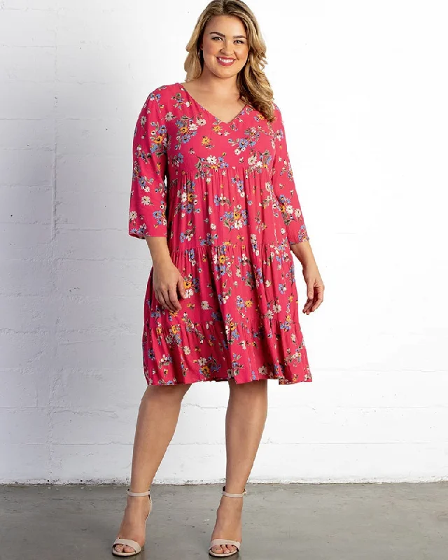 Plus size dresses with tough fabrics age well -Issy Tiered Tunic Dress - Sale!