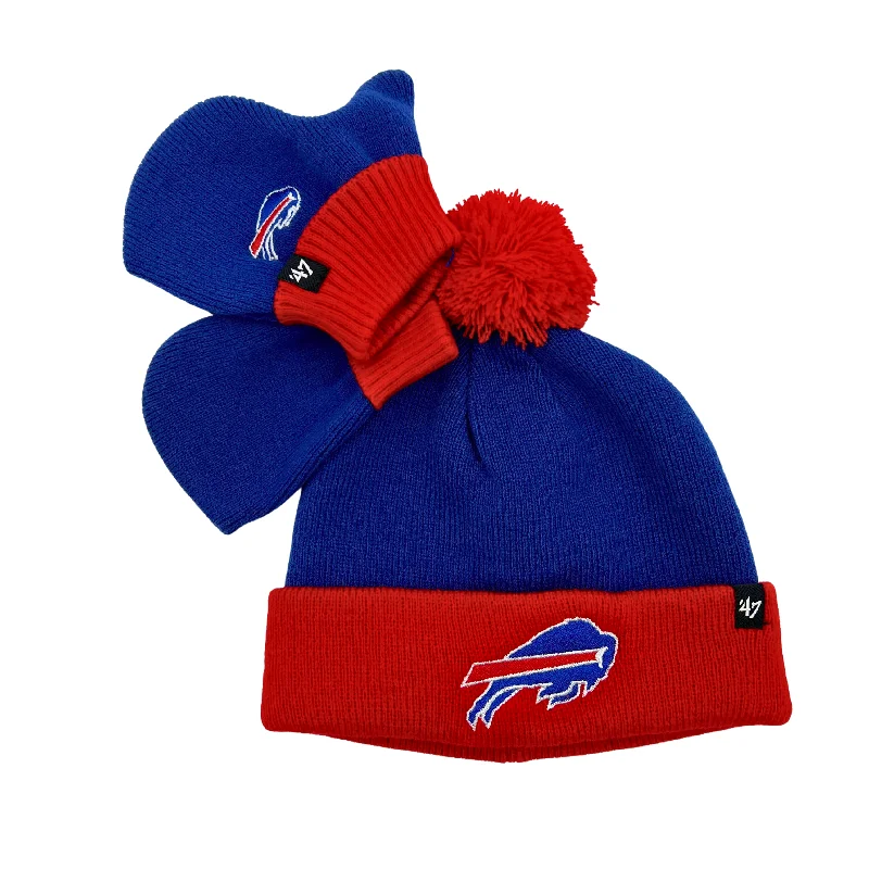 Fitted snapback cap for modern tight fit -Toddler Buffalo Bills Winter Hat and Gloves Set