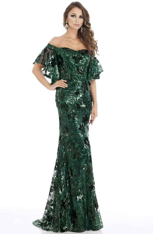 Plus size dresses with durable fabrics endure wear -Feriani Couture - 18870 Sequin Embellished Off-Shoulder Dress