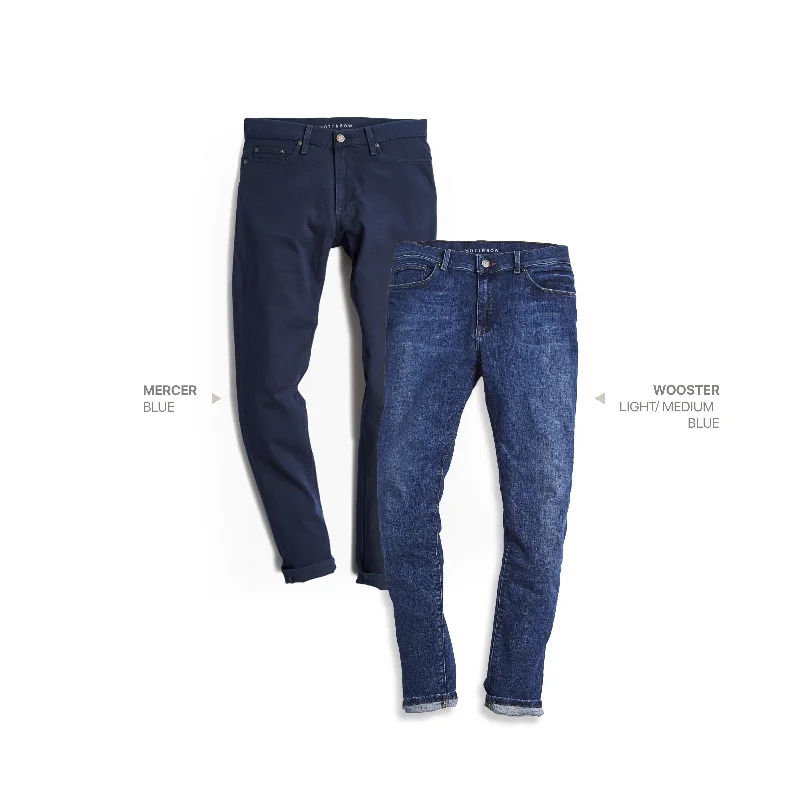 Cropped Jeans for Summer Look -Skinny Wooster Light/Medium Blue and Mercer Blue 2-Pack Jeans