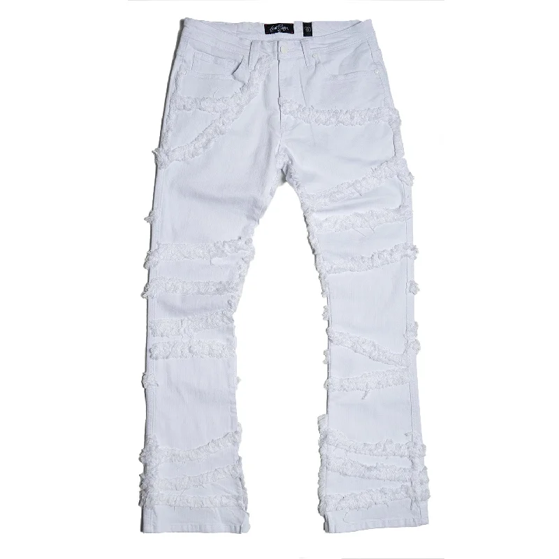 Cropped Jeans for Summer Look -F1705 Leon 36" Stack Jeans - White