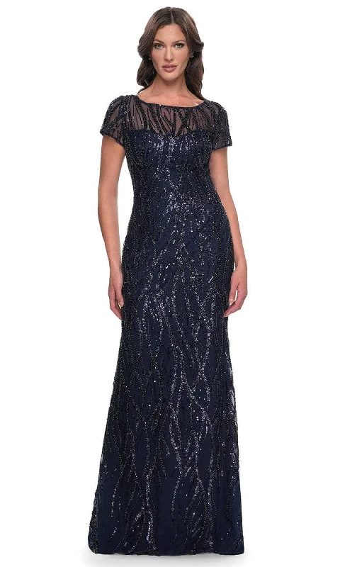 Plus size dresses with sturdy seams last long -La Femme 31005 - Illusion Neck Sequin Embellished Evening Dress