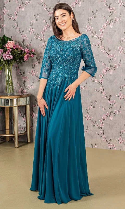 Plus size dresses with sleek designs suit all -GLS by Gloria GL3447 - Embroidered Bateau Neck Prom Gown