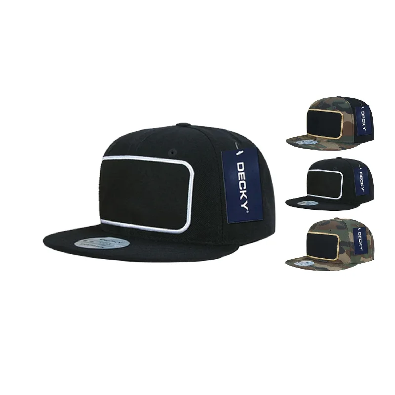 Lightweight cap for easy travel packing -Decky 1096 High Profile Patch Snapback Hats 6 Panel Flat Bill Baseball Caps