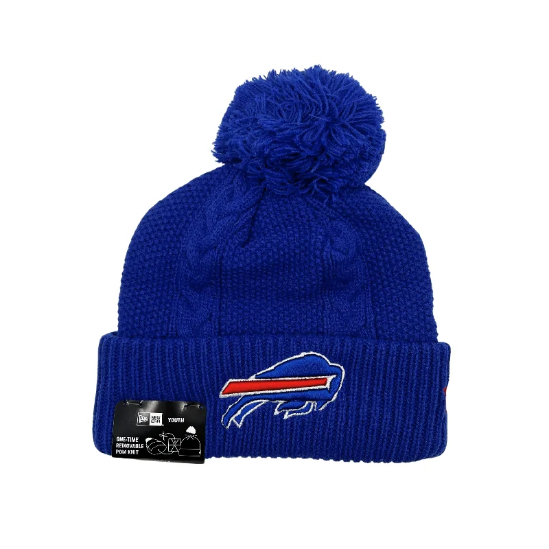 Fitted cap for snug personalized fit -Youth New Era Buffalo Bills Royal Blue Knit Hat