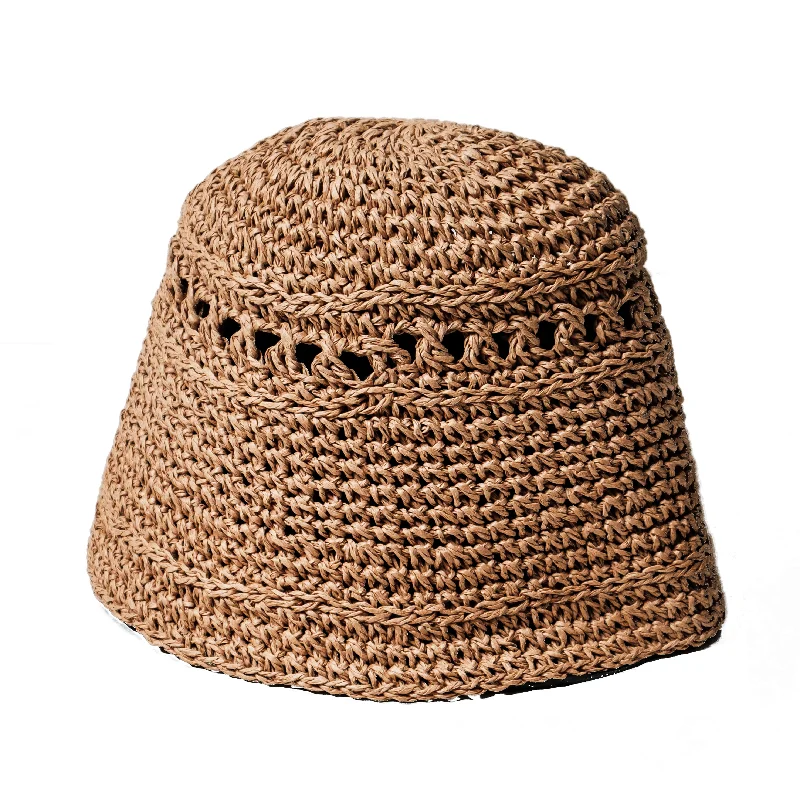 Premium leather cap with stitched logo detail -Chokore Crochet Cloche Hat (Brown)