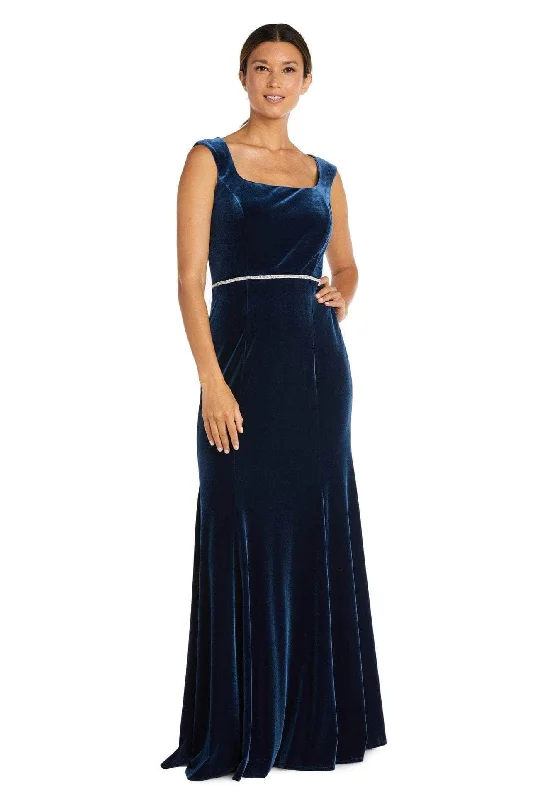 Plus size dresses with soft cotton feel comfy -R&M Richards 7572 - Square Cut Out Evening Dress