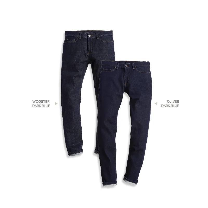 Mom Jeans for Vintage Appeal -Skinny Oliver Dark Blue and Wooster Dark Blue 2-Pack Jeans