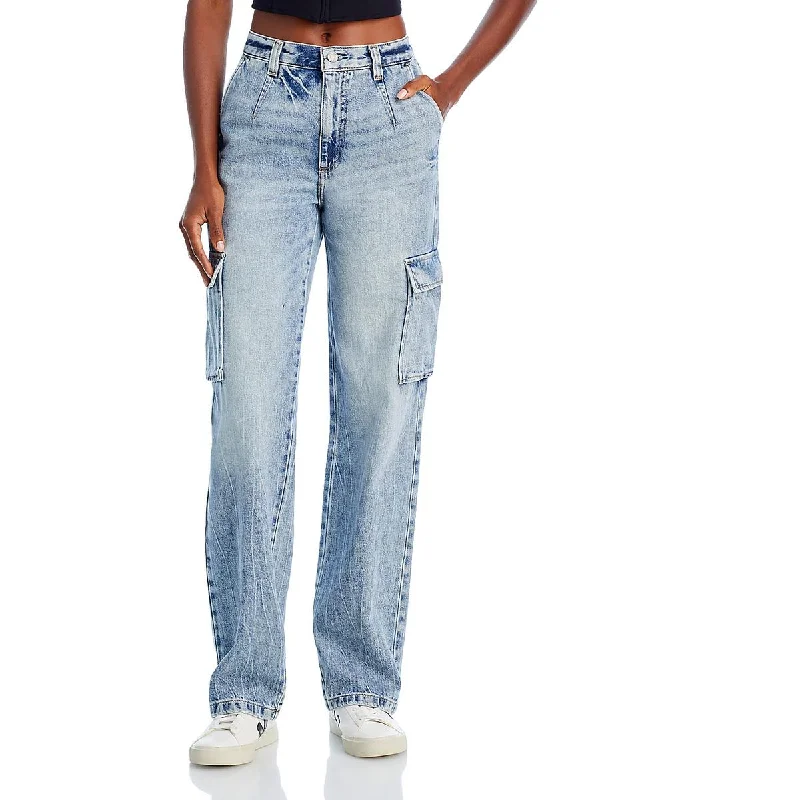 Rolled Shorts Jeans for Style -Pistola Womens bobbie Mid Rise Light Wash Straight Leg Jeans