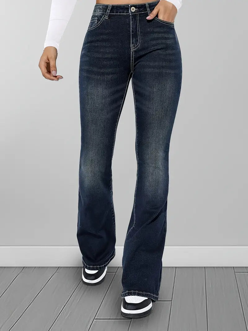 Colored Jeans for Variety -Deep Blue Flare Bootcut Jeans