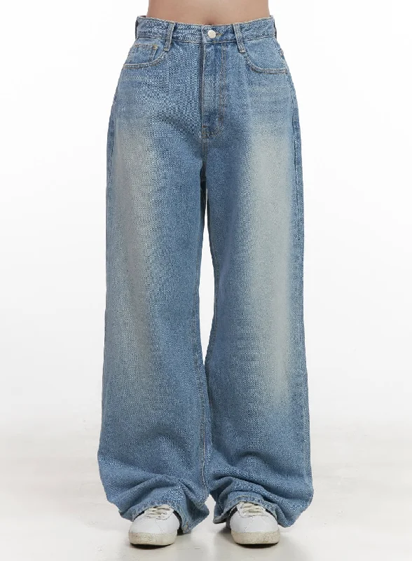 Flare Jeans for Retro Vibe -Kelly Washed Baggy Jeans CJ514