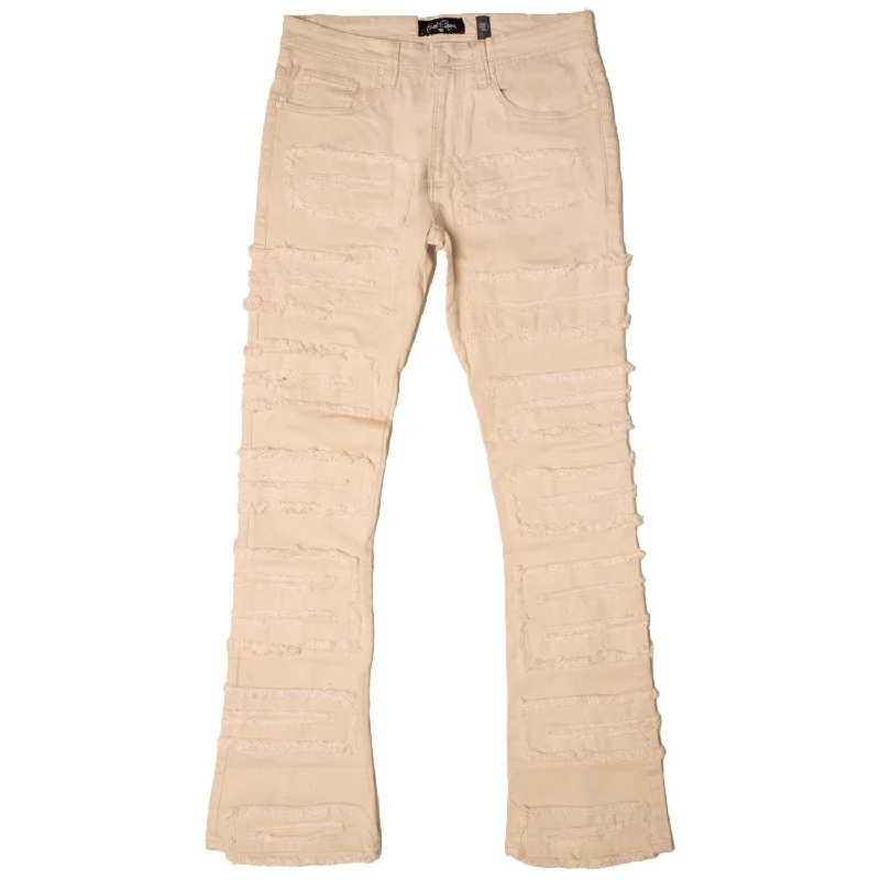 Blue Jeans for Everyday Wear -F1732 Cashay Stacked Jeans - Natural