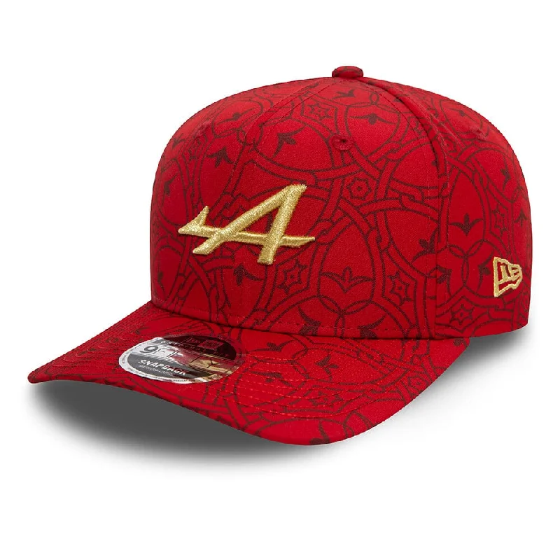 Minimalist cap with small stitched emblem -Alpine Racing F1 2024 New Era 9Fifty Special Edition China GP Team Hat - Red