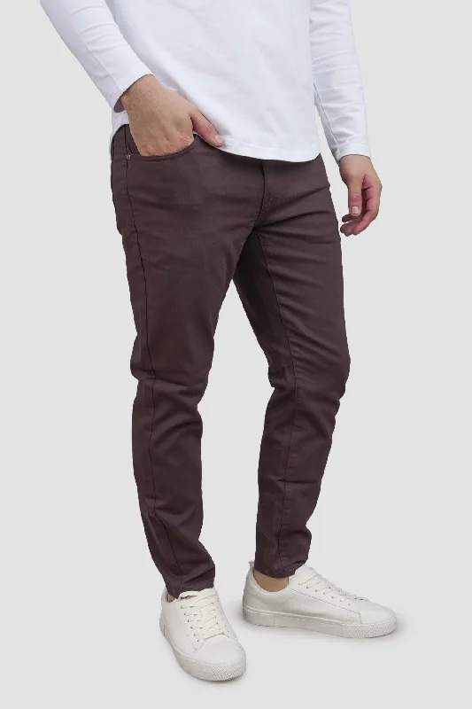 Four Pocket Jeans for Simplicity -Garment Dyed Stretch Jeans Mocha