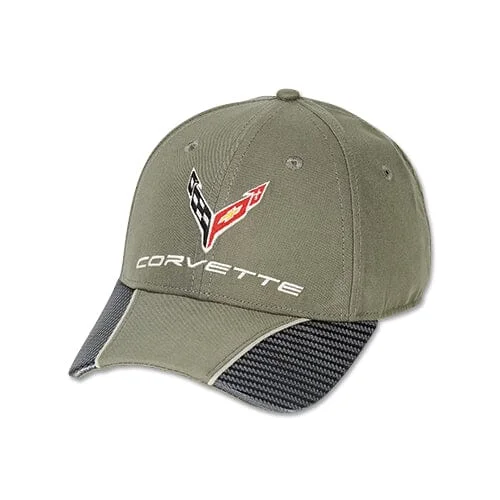 Embroidered sports cap for team pride display -Corvette Carbon Fiber Contrast Baseball Hat -Gray