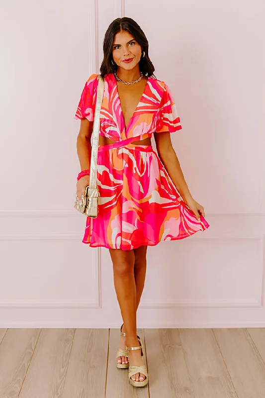 Plus size dresses featuring tie-dye patterns are quirky -Flirtatious Flair Cut Out Mini Dress