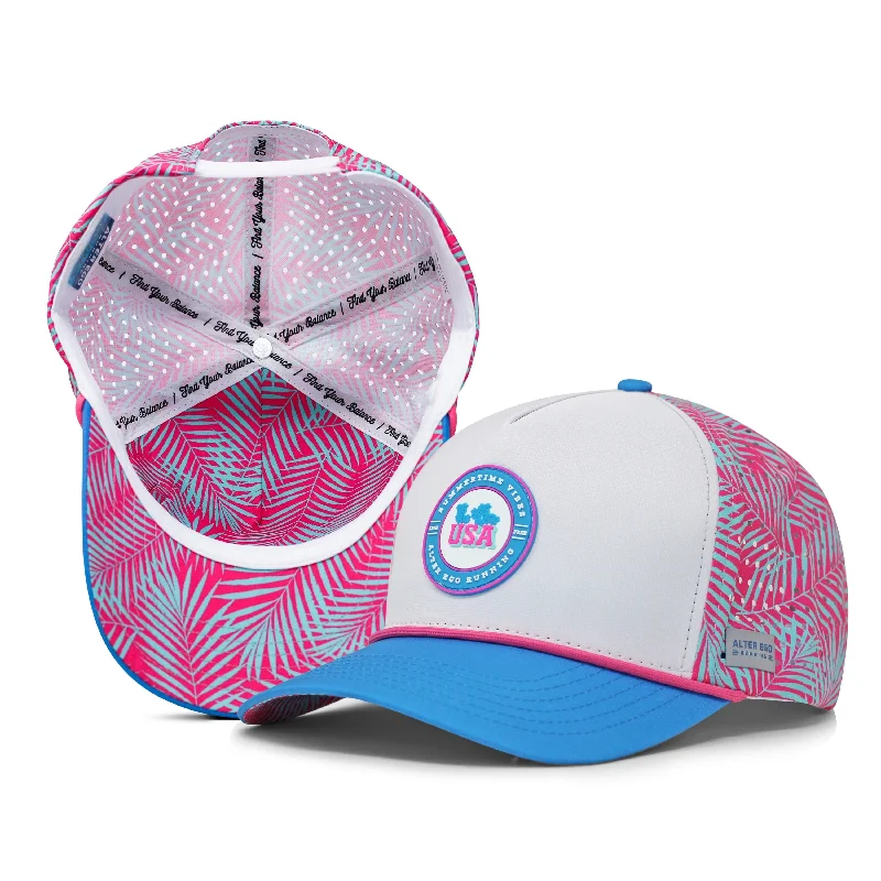 Stylish snapback cap for urban street style -Coaster Splash Pink Teal Summer Palm