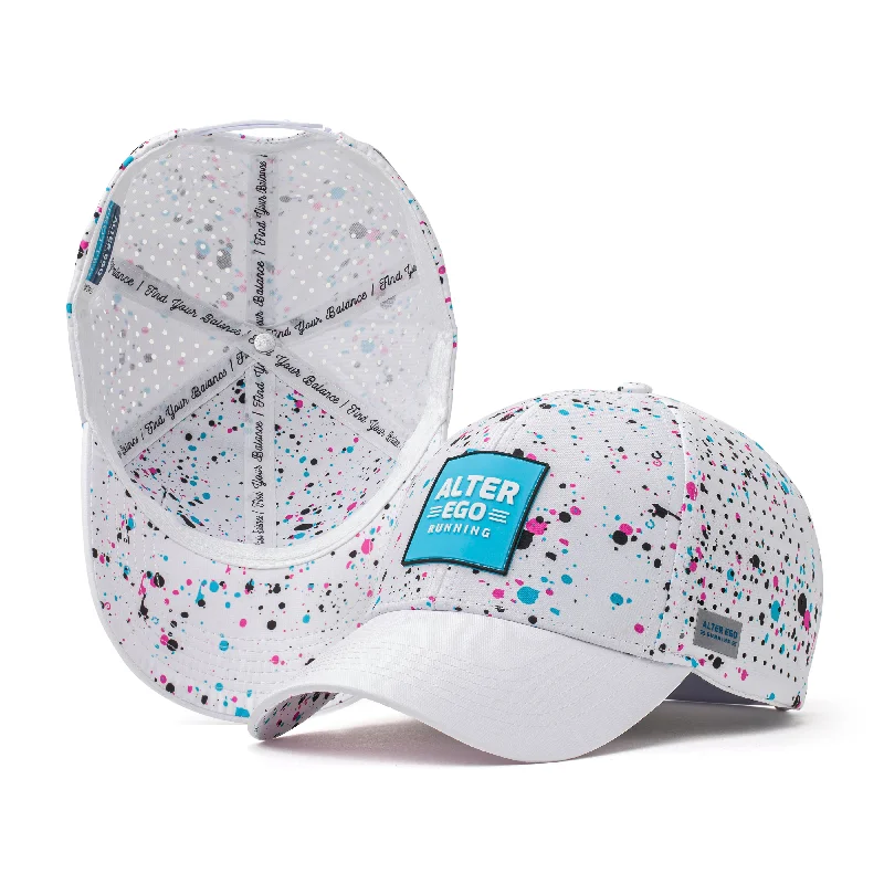 Lightweight sports cap for active workout days -Trotter Splash Paint Splatter White