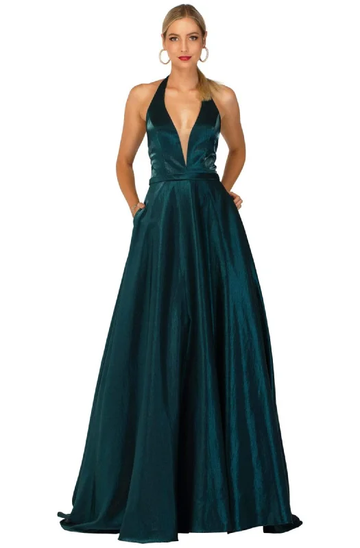 Plus size dresses for travel pack light always -Cecilia Couture - 1467 Sleek Plunging Halter Long A-Line Gown