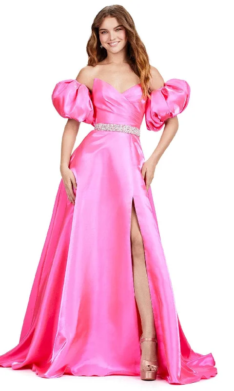 Plus size dresses with sturdy hems stay firm -Ashley Lauren 11474 - Strapless Satin Prom Dress