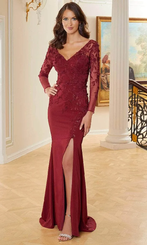 Plus size dresses for travel pack light always -MGNY By Mori Lee 72736 - V-Neck Sequin Lace Evening Gown