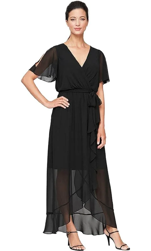 Plus size dresses for formal events look elegant -SLNY 9170657 - Surplice Chiffon Ruffle Dress